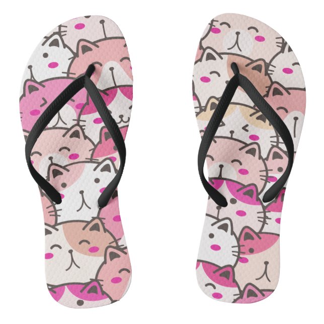 Cat Pattern Funny farbenfrohe Haustiere Tiere Flip Flops (Fußbett)