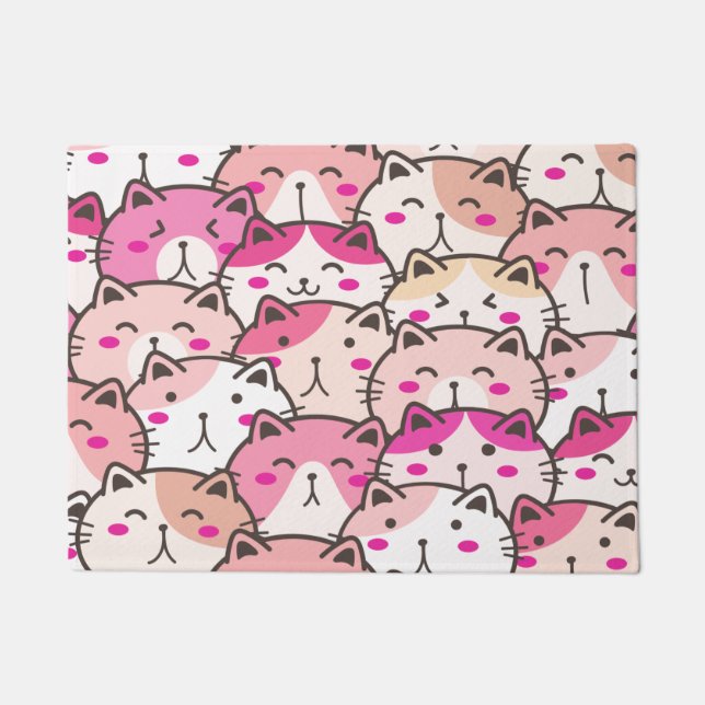 Cat Pattern Funny farbenfrohe Haustiere Tiere Fußmatte (Vorderseite)