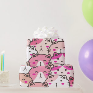 Cat Pattern Funny farbenfrohe Haustiere Tiere Geschenkpapier