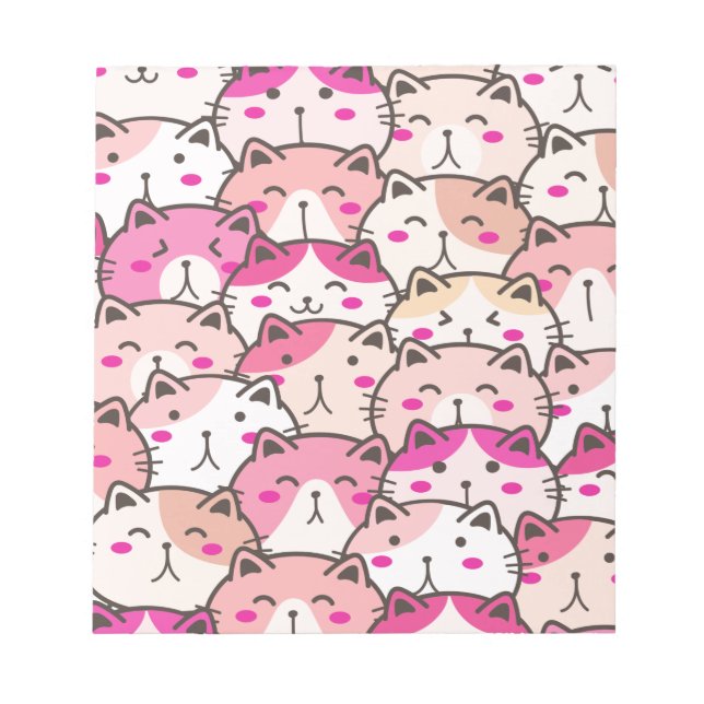 Cat Pattern Funny farbenfrohe Haustiere Tiere Notizblock (Vorderseite)