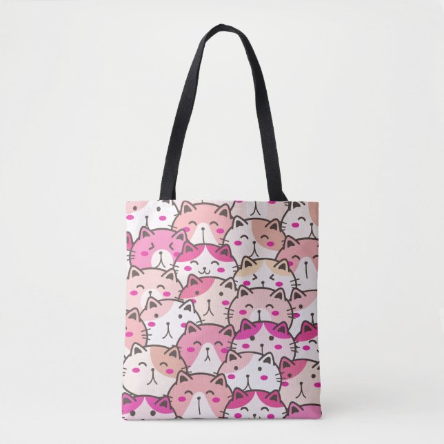 Cat Pattern Funny farbenfrohe Haustiere Tiere Tasche (Vorderseite)