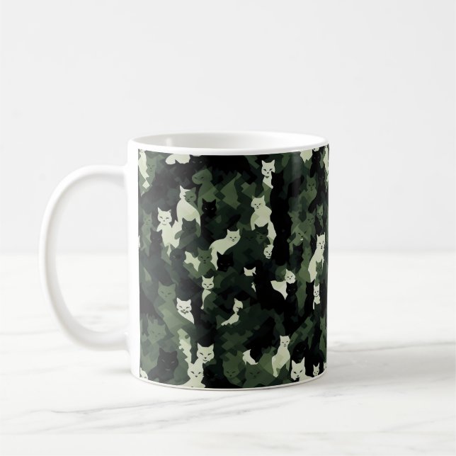 Cat Pattern Green Camouflage Kaffeetasse (Links)