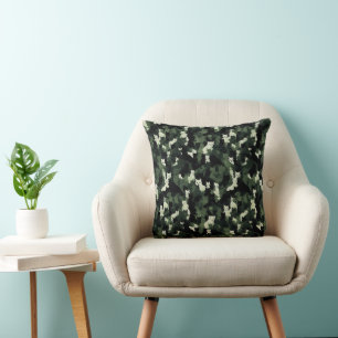 Cat Pattern Green Camouflage Kissen