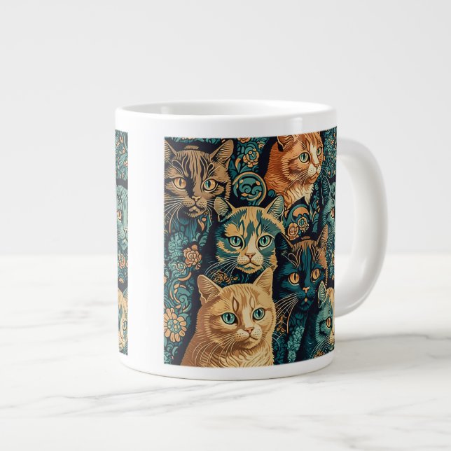 Cat Pattern Jumbo-Tasse (Vorderseite Rechts)