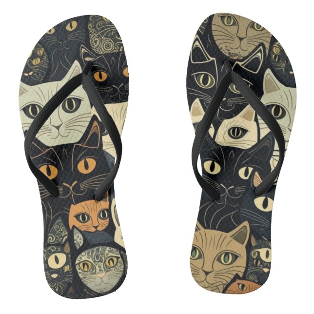 Cat Pattern Künstlerisch Flip Flops (Fußbett)