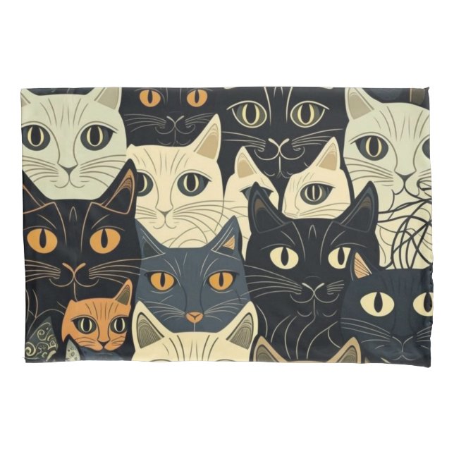 Cat Pattern Künstlerisch Kissenbezug (Vorderseite)