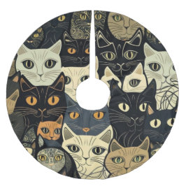 Cat Pattern Künstlerisch Polyester Weihnachtsbaumdecke
