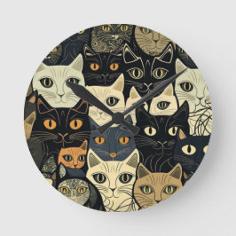 Cat Pattern Künstlerisch Runde Wanduhr