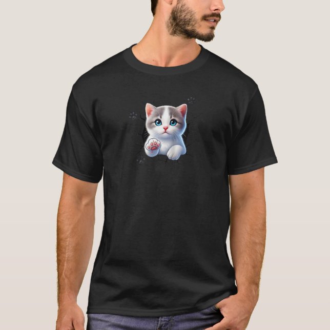 Cat Pattern mit der lustigen Phrase Niedlich kitte T-Shirt (Vorderseite)
