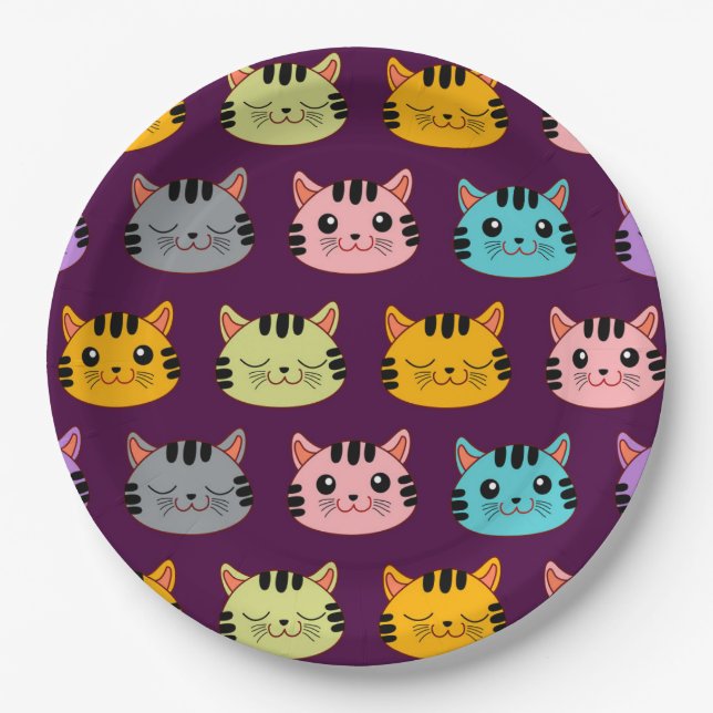 Cat Pattern Pappteller (Vorderseite)