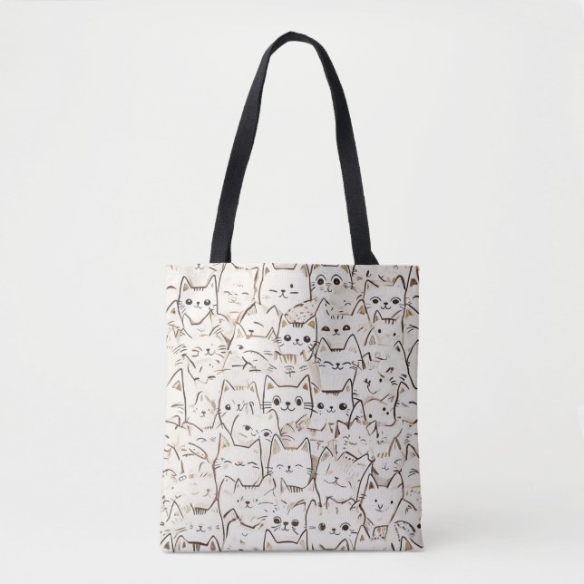 Cat Pattern Tote Bag Tasche (Vorderseite)