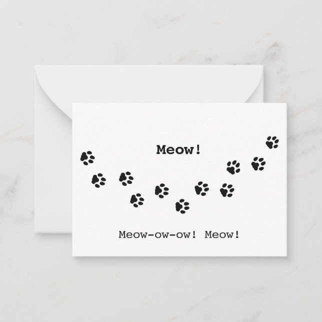 Cat Paw druckt das individuell anpassbare Fun Anim Mitteilungskarte (Vorderseite)