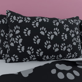 Cat Paw druckt Pattern Schwarz und Grau Kissen Geh Kissenbezug