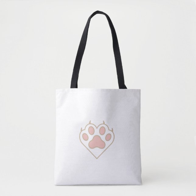Cat Paw Heart Love Tote Bag Tasche (Vorderseite)