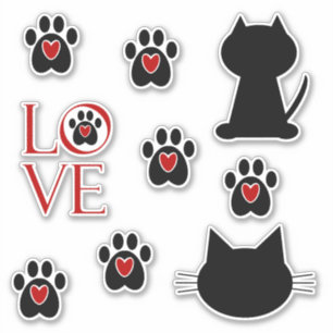 Cat Paw Print Liebe Aufkleber