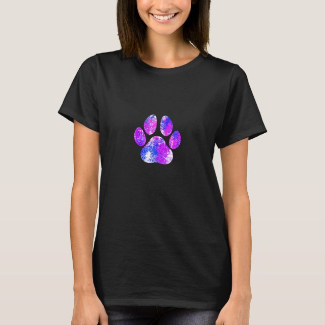 Cat Paw Print Splash Splatter Paint Pink Blue Purp T-Shirt (Vorderseite)