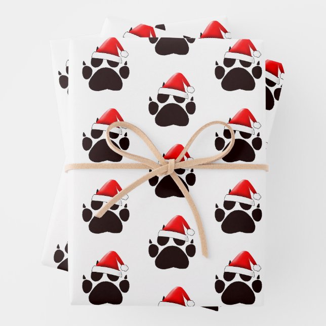 Cat Paw Print Weihnachtsmannmütze Weihnachten Geschenkpapier Set (Beispiel)