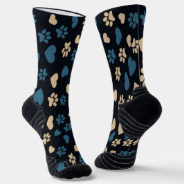 Cat Paw Prints and Hearts Pattern Socks Socken