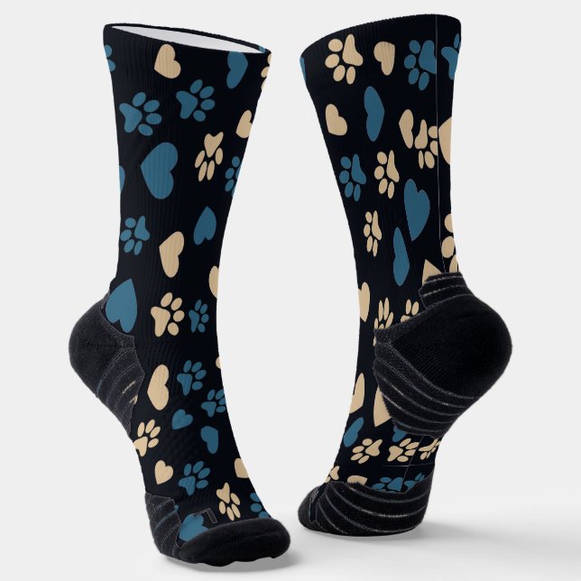 Cat Paw Prints and Hearts Pattern Socks Socken (Gewinkelt)
