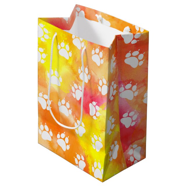 Cat Paw Prints Mittlere Geschenktüte (Vorderseite Schrägansicht)