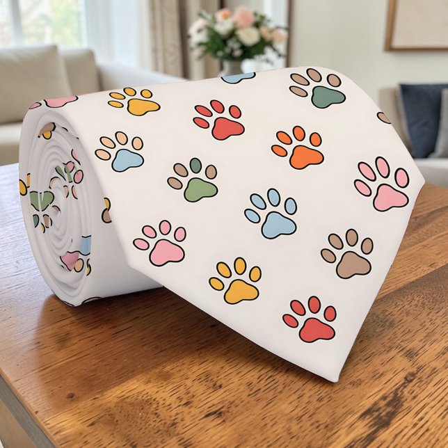 Cat Paw Retro Custom Tie Krawatte (Von Creator hochgeladen)