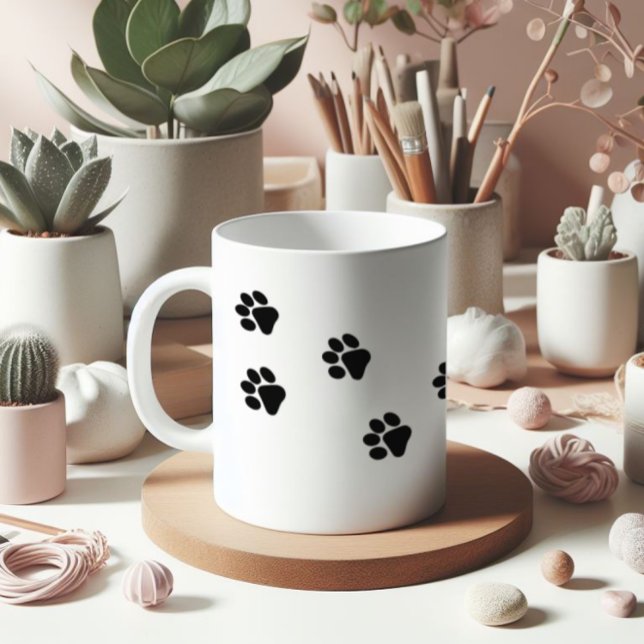 Cat Paw Trace Muster anpassbar Kaffeetasse (Von Creator hochgeladen)