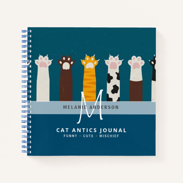 CAT-Paws für Monogramm für Notebooks mit Thread-Jo Notizbuch (Vorderseite)