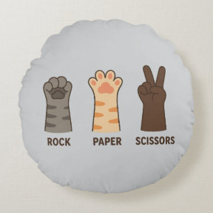 Cat Paws Rock Paper Scheren Rundes Kissen