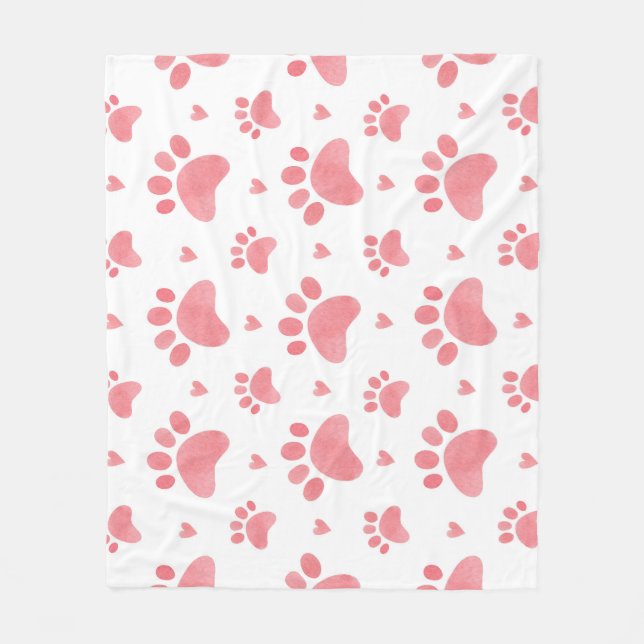 Cat Paws Watercolor-Muster Fleecedecke (Vorderseite)