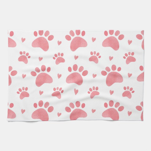 Cat Paws Watercolor-Muster Geschirrtuch (Horizontal)