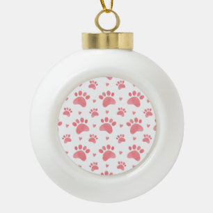 Cat Paws Watercolor-Muster Keramik Kugel-Ornament