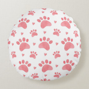 Cat Paws Watercolor-Muster Rundes Kissen