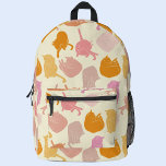 Cat Peach Pink Orange Muster Bedruckter Rucksack<br><div class="desc">Rosa,  orange,  pfirsichfarbene und rot-grüne Katzenmuster. Originelle Kunst von Nic Squirrell.</div>