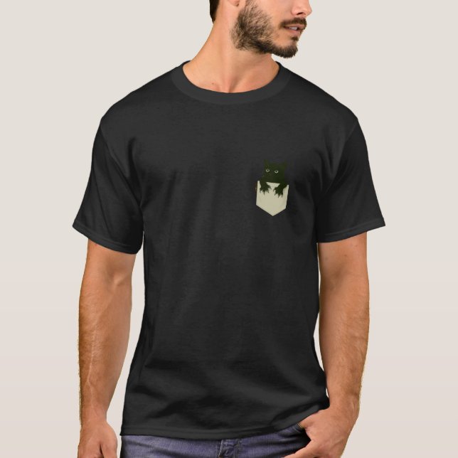 Cat Peeking Out of Pocket Kitty Kitten Claws Funny T-Shirt (Vorderseite)