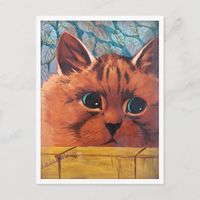 Cat Peering Over Wall, Louis Wain Postkarte (Vorderseite)