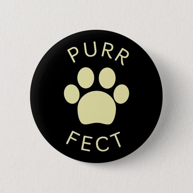 Cat Perfect Beige Purr Paw Print Button (Vorderseite)