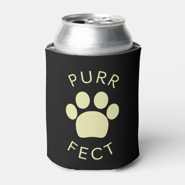 Cat Perfect Beige Purr Paw Print Dosenkühler (Kanne Vorderseite)