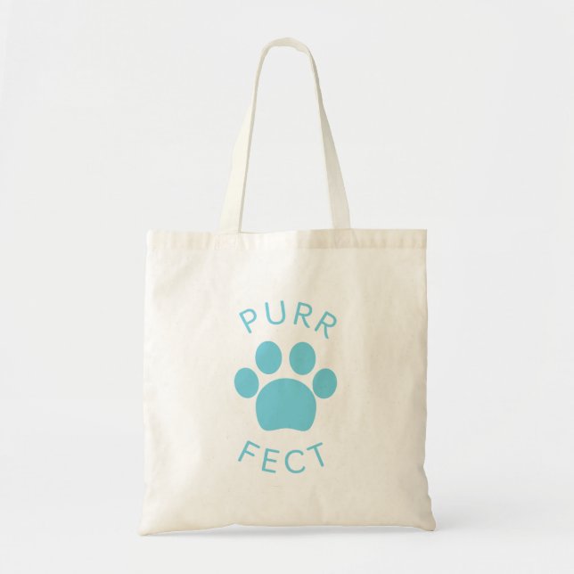 Cat Perfect Blue Purr Paw Print Tragetasche (Vorne)