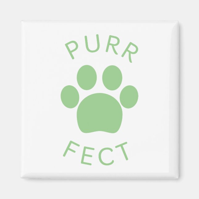 Cat Perfect Green Purr Paw Print Magnet (Vorne)