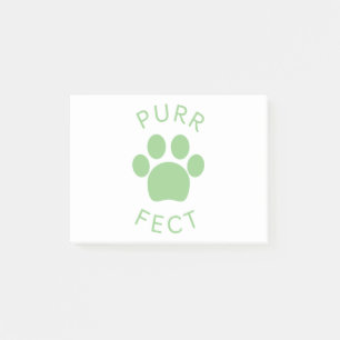 Cat Perfect Green Purr Paw Print Post-it Klebezettel
