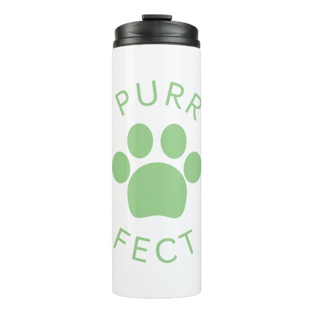 Cat Perfect Green Purr Paw Print Thermosbecher (Vorderseite)