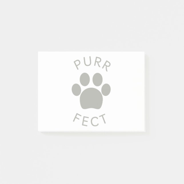 Cat Perfect Grey Purr PW Print Post-it Klebezettel (Vorderseite)