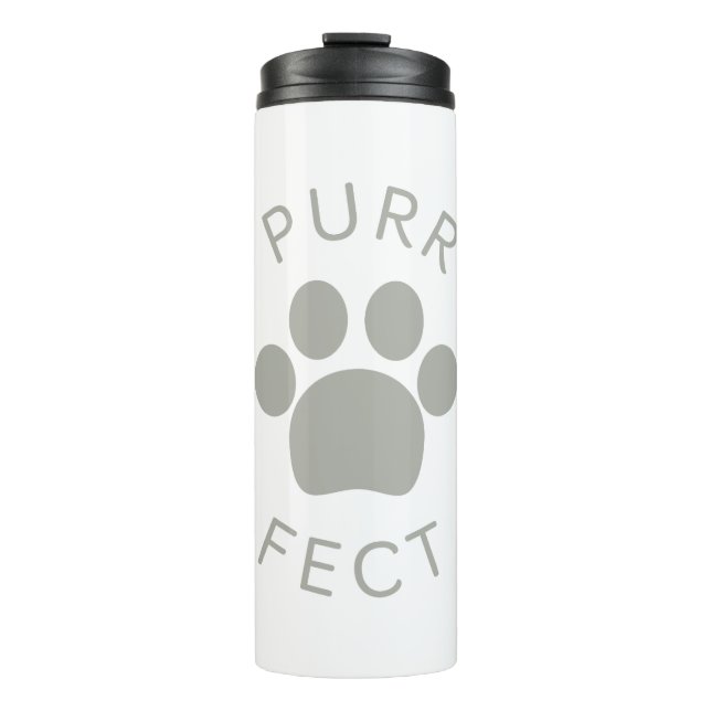 Cat Perfect Grey Purr PW Print Thermosbecher (Vorderseite)
