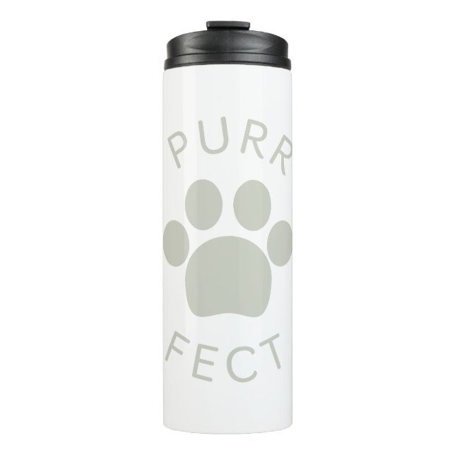 Cat Perfect Light Gray Purr Paw Print Thermosbecher (Vorderseite)