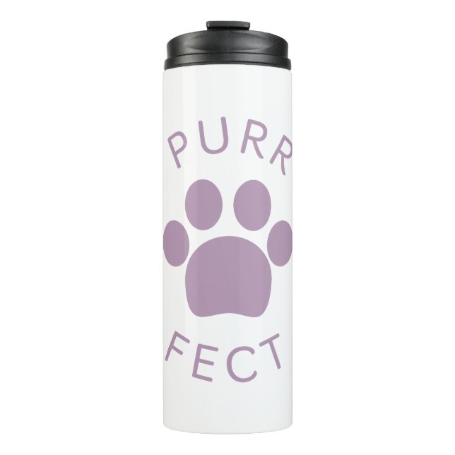 Cat Perfect Lila Purr Paw Print Thermosbecher (Vorderseite)