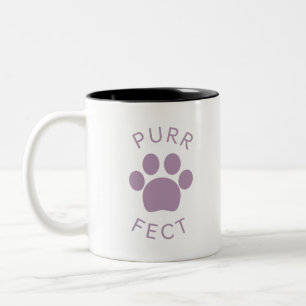 Cat Perfect Lila Purr Paw Print Zweifarbige Tasse
