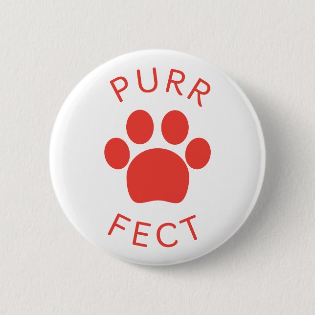 Cat Perfect Red Purr Paw Print Button (Vorderseite)
