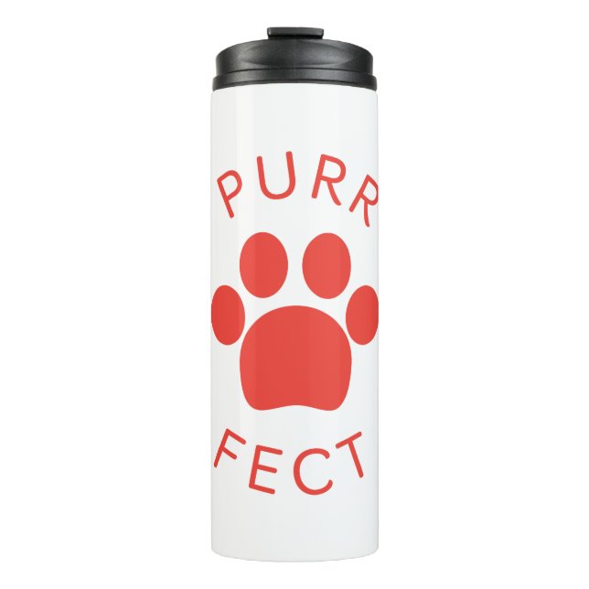 Cat Perfect Red Purr Paw Print Thermosbecher (Vorderseite)