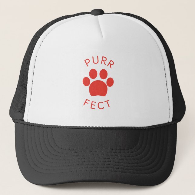 Cat Perfect Red Purr Paw Print Truckerkappe (Vorderseite)
