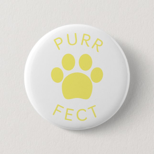Cat Perfect Yellow Purple Paw Print Button (Vorderseite)